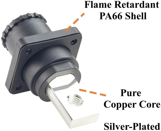 Alt view image 4 of 6 - IP67 High Voltage High Current Power Battery Energy Storage Connector 350A 95mm² Electric Vehicle Busbar Terminal Connector Flange Mount Socket,1PC (Black, 350A)