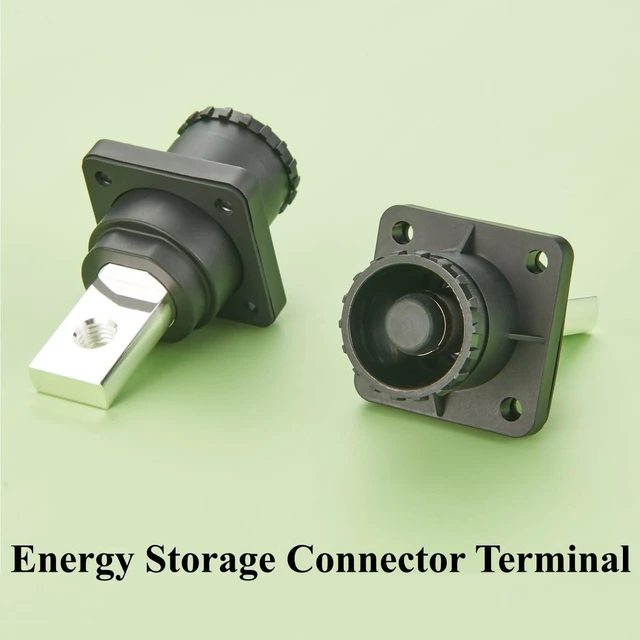 Alt view image 6 of 6 - IP67 High Voltage High Current Power Battery Energy Storage Connector 350A 95mm² Electric Vehicle Busbar Terminal Connector Flange Mount Socket,1PC (Black, 350A)