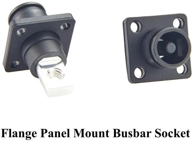 Alt view image 7 of 7 - Battery Energy Storage Connector 100A-120A 16mm²-25mm² IP67 Waterproof Chassis Flange Panel Mount Socket Busbar Electrical Terminal Block,1PC (Black, 100A-120A)