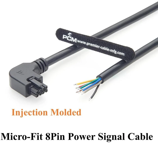Alt view image 5 of 7 - Left Angle 8Pin Micro-Fit 3.0 OTS Cable Harness 90 Degree Micro-Fit 8 Circuits Receptacle to Open End Wire 20AWG for Industrial Automation (Left, 1.5M)