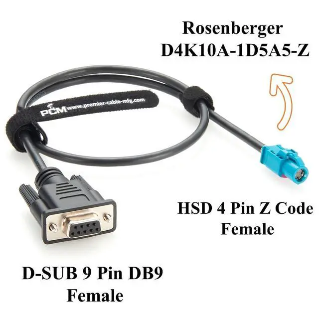 Alt view image 3 of 6 - Rosenberger HSD Female to DB9 RS232 Female Automotive Ethernet Diagnostic Cable 4 Pin Z Code D4K10A-1D5A5-Z BroadR-Reach Network CAN Bus Test Cable Compatible Vector 05118 VNcable(0.62m)