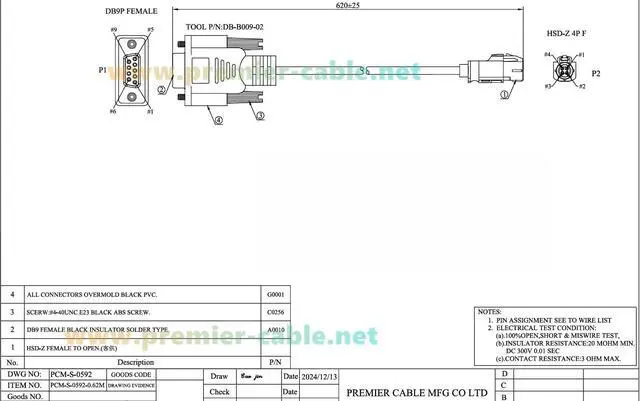 Alt view image 6 of 6 - Rosenberger HSD Female to DB9 RS232 Female Automotive Ethernet Diagnostic Cable 4 Pin Z Code D4K10A-1D5A5-Z BroadR-Reach Network CAN Bus Test Cable Compatible Vector 05118 VNcable(0.62m)