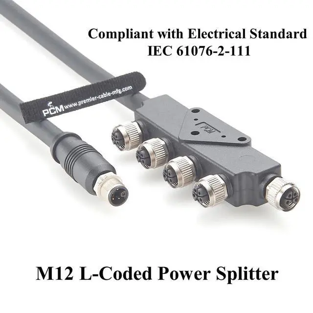 Alt view image 4 of 6 - Industrial M12 5Pin L-Coded Junction Box with Power Cable IP67 Waterproof Power Distributor Splitter High Flex for Profinet Switch, EtherCAT, Robotics, Automation(1M/3.28FT)