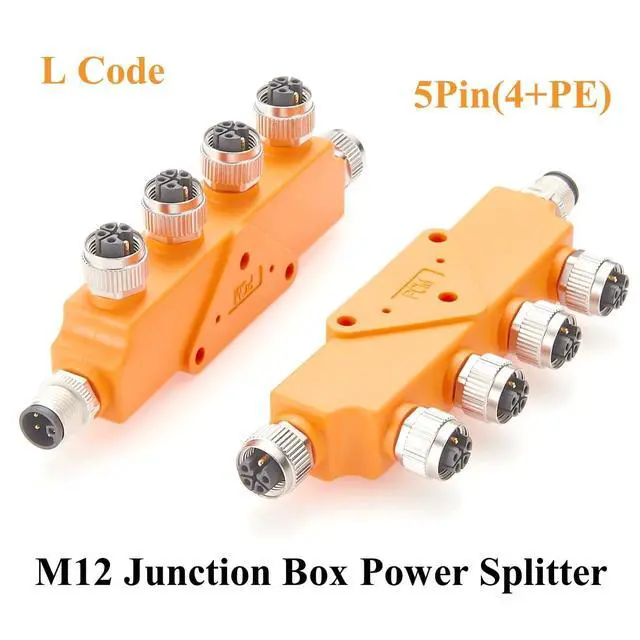 Alt view image 2 of 7 - Profinet M12 L Code 5Pin Junction Box Power Splitter IP67 Waterproof Micro-Change Male to Female T Power Distributor Hub High Current for Managed Switch, Power Supply, Industrial Automation