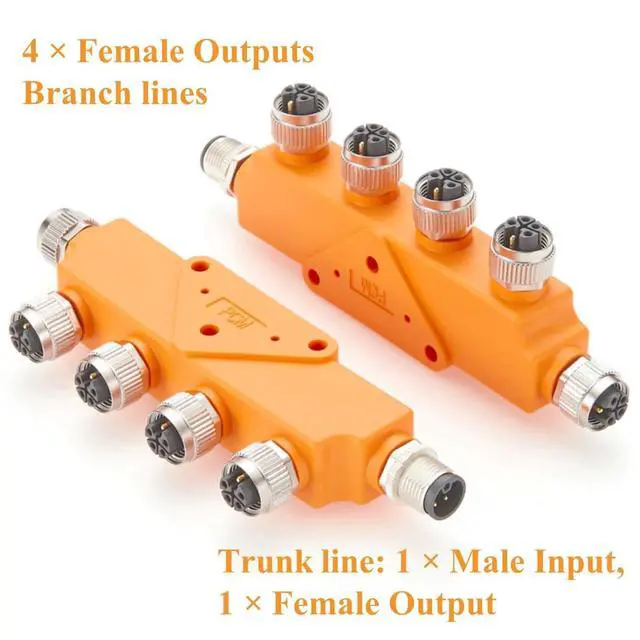 Alt view image 3 of 7 - Profinet M12 L Code 5Pin Junction Box Power Splitter IP67 Waterproof Micro-Change Male to Female T Power Distributor Hub High Current for Managed Switch, Power Supply, Industrial Automation