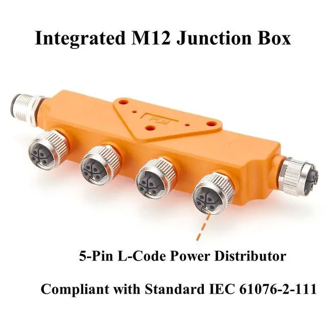 Alt view image 5 of 7 - Profinet M12 L Code 5Pin Junction Box Power Splitter IP67 Waterproof Micro-Change Male to Female T Power Distributor Hub High Current for Managed Switch, Power Supply, Industrial Automation