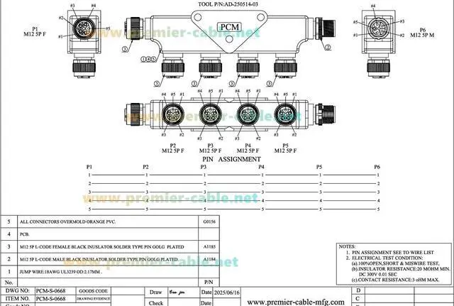 Alt view image 6 of 7 - Profinet M12 L Code 5Pin Junction Box Power Splitter IP67 Waterproof Micro-Change Male to Female T Power Distributor Hub High Current for Managed Switch, Power Supply, Industrial Automation