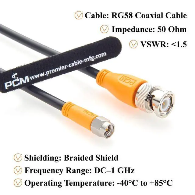 Alt view image 3 of 7 - BNC to SMA Cable BNC Male to SMA Male RG58 Coaxial Cable 50 Ohm Low Loss RF Coax Jumper Cable for SDR Radio, Ham Radio, Antenna, Oscilloscope, RF Test Equipment (6FT)