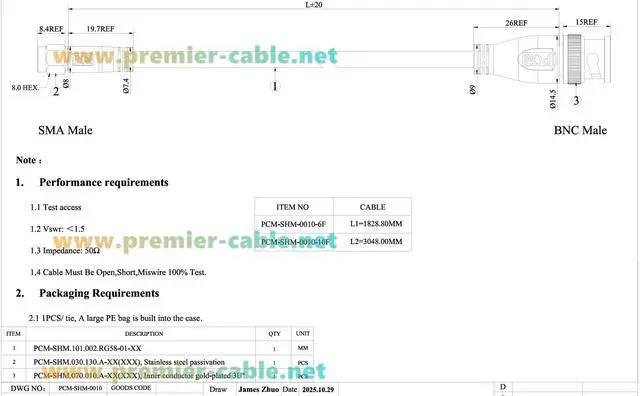 Alt view image 6 of 7 - BNC to SMA Cable BNC Male to SMA Male RG58 Coaxial Cable 50 Ohm Low Loss RF Coax Jumper Cable for SDR Radio, Ham Radio, Antenna, Oscilloscope, RF Test Equipment (6FT)