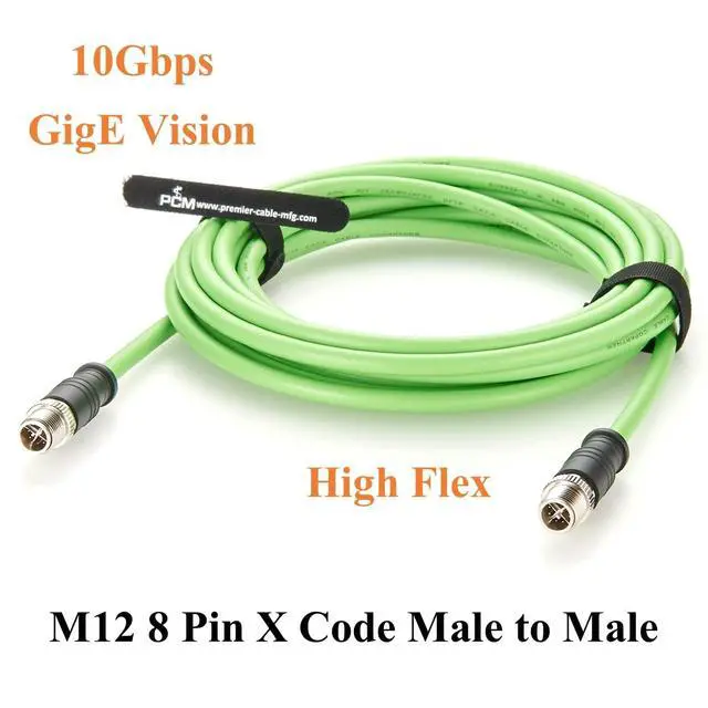 Alt view image 2 of 7 - M12 8 Pin X Code Male to Male Ethernet Cable Cat6A 10Gbps High Flex Waterproof Shielded Industrial Camera GigE Vision Cable for Cognex, Automation, Profinet, Ethernet Switch (Straight, 5M/16.4FT)