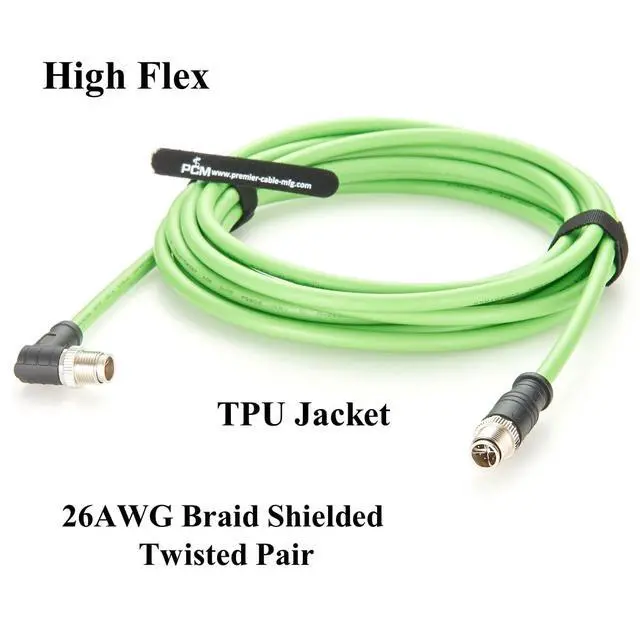 Alt view image 3 of 7 - M12 8 Pin X Code Male to Male Ethernet Cable Cat6A 10Gbps High Flex Waterproof Shielded Industrial Camera GigE Vision Cable for Cognex, Automation, Profinet, Ethernet Switch (Right Angle, 5M/16.4FT)