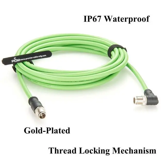 Alt view image 4 of 7 - M12 8 Pin X Code Male to Male Ethernet Cable Cat6A 10Gbps High Flex Waterproof Shielded Industrial Camera GigE Vision Cable for Cognex, Automation, Profinet, Ethernet Switch (Right Angle, 5M/16.4FT)