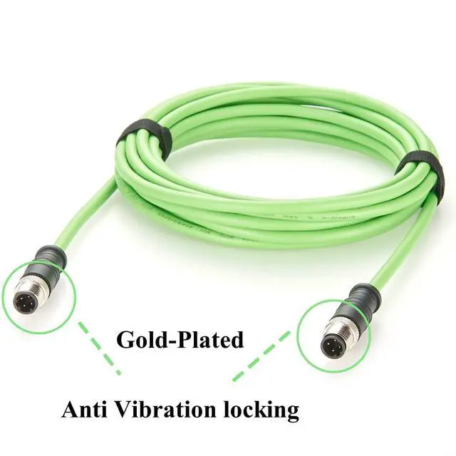 Alt view image 4 of 7 - Profinet M12 D Code 4 Pin Male to Male Cat5 Ethernet Cable IP67 Shielded High Flex Industrial Switch Cable for Machine Vision, Camera, PLC, IO-Link, Robot (Straight, 5M/16.4FT)