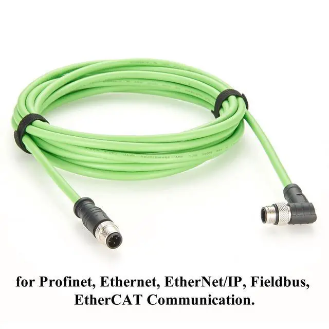 Alt view image 5 of 6 - Profinet M12 D Code 4 Pin Male to Male Cat5 Ethernet Cable IP67 Shielded High Flex Industrial Switch Cable for Machine Vision, Camera, PLC, IO-Link, Robot (Right Angle, 5M/16.4FT)