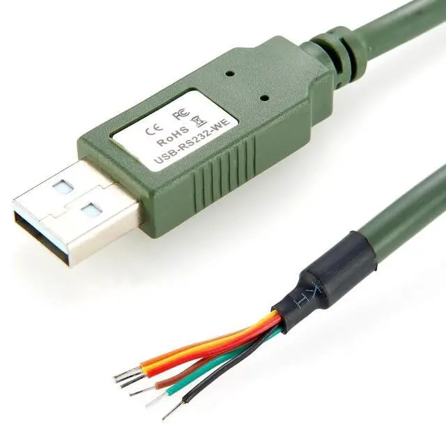 Main image of USB to RS232 Wire End Serial Cable FTDI FT232R USB COM Port Bare Wire Compatible with USB-RS232-WE for Windows, Linux, macOS, Android(1.8M/5.91FT)