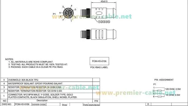 Alt view image 6 of 6 - IP67 M12 Y Code 8Pin Male Terminator Plug 120/1000 Ohm Micro-Change M12 Termination Resistor for Industrial Ethernet & Power, Profinet, EtherCAT, Fieldbus, Automation, Sensor(1PCS)