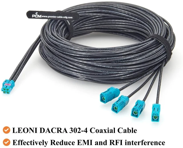 Alt view image 6 of 7 - Quad TE Mate-AX Mini FAKRA Z Code Female to FAKRA Female Automotive Splitter Cable 2298721-9 to 2-2326910-0 FPD-Link GMSL2 Camera Cable for NVIDIA Drive AGX Thor, ADAS, Telematics, LiDAR (10M/32.8FT)