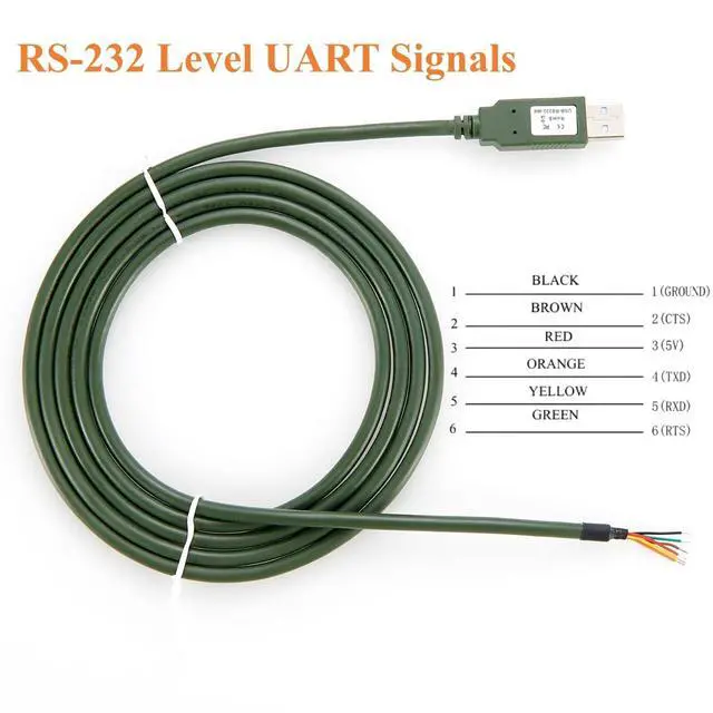 Alt view image 4 of 6 - USB to RS232 Wire End Serial Cable FTDI FT232R USB COM Port Bare Wire Compatible with USB-RS232-WE for Windows, Linux, macOS, Android(1.8M/5.91FT)