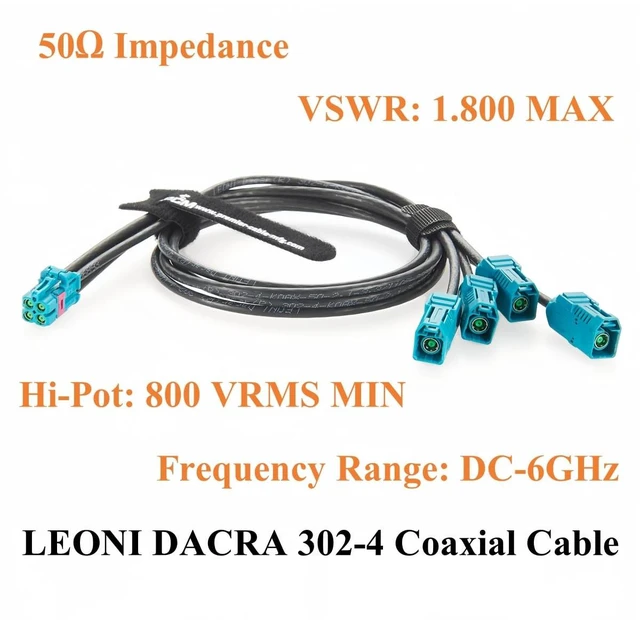 Alt view image 5 of 7 - Quad TE MATE-AX Mini Fakra Z Code Female to Fakra Female Automotive Splitter Cable 2298721-9 to 2-2326910-0 FPD-Link GMSL2 Camera Cable for NVIDIA DRIVE AGX Thor, ADAS, Telematics (0.5M/1.64FT)