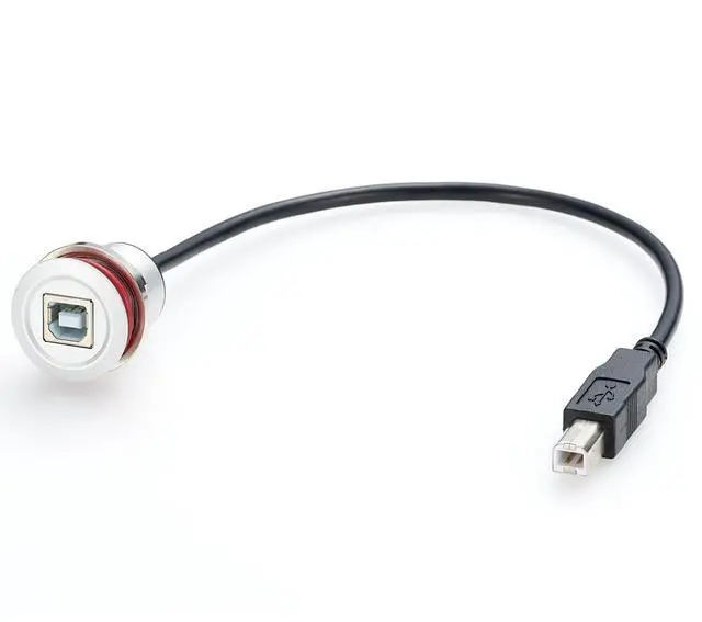 Main image of USB Type B Flush Mount Cable Aluminium USB B Male to Female Round Dash Panel Mount Extension Cord USB B Converter Cable for Printer Scanner CNC Machine Disk Motorcycle Dashboard(0.3M/1FT) (USB 2.0)