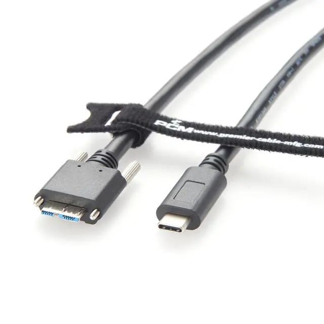 Alt view image 2 of 6 - Screw Locking Panel Mount USB C to Micro USB 3.0 Cable USB3.1 Gen2.2 Type C to Micro B Cord for Machine Vision Industrial Camera Hard Disk Image Transmission (4.8M/16FT)
