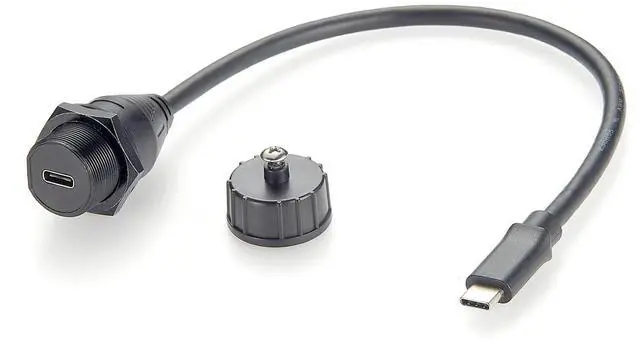 Main image of IP67 USB 3.1 Type C Male to Female Extension Cable 10Gbps USB 3.1 Gen2 C Flush Panel Mount Charging & Data Cable Threaded Bulkhead Fixed for Car, Boat, Dashboard, Control Panels(0.3M/0.98FT)