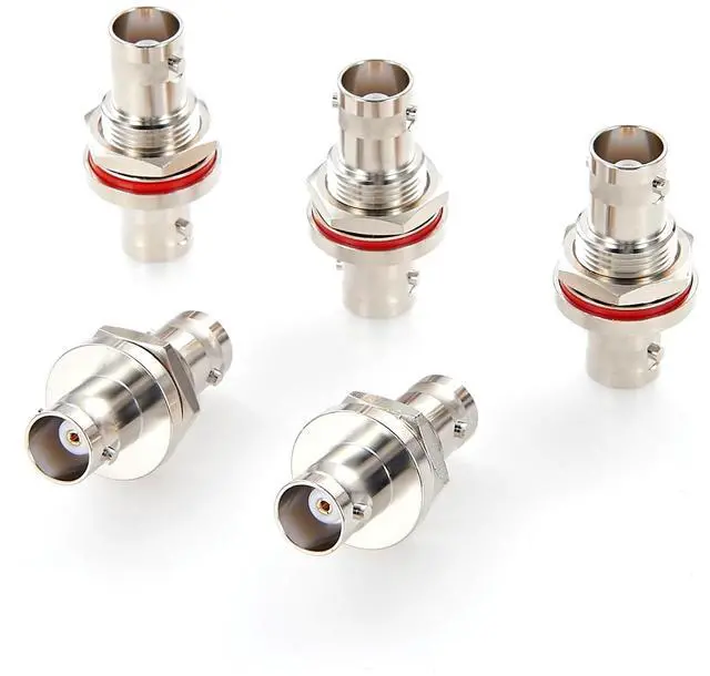 Main image of BNC Female to Female Panel Mount Bulkhead Adapter 50 Ohm RF Coaxial Connector with Waterproof Cap BNC Jack to Jack Pass Through Coupler for Antenna, CCTV Camera, SDR Radio, UHF VHF Ham Radio (5PCS)