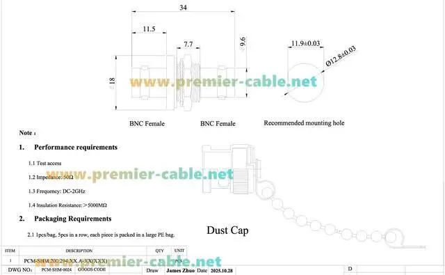 Alt view image 7 of 7 - BNC Female to Female Panel Mount Bulkhead Adapter 50 Ohm RF Coaxial Connector with Waterproof Cap BNC Jack to Jack Pass Through Coupler for Antenna, CCTV Camera, SDR Radio, UHF VHF Ham Radio (5PCS)