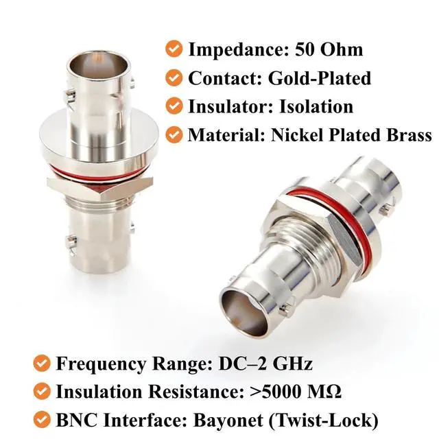 Alt view image 3 of 7 - BNC Female to Female Panel Mount Bulkhead Adapter 50 Ohm RF Coaxial Connector with Waterproof Cap BNC Jack to Jack Pass Through Coupler for Antenna, CCTV Camera, SDR Radio, UHF VHF Ham Radio (5PCS)
