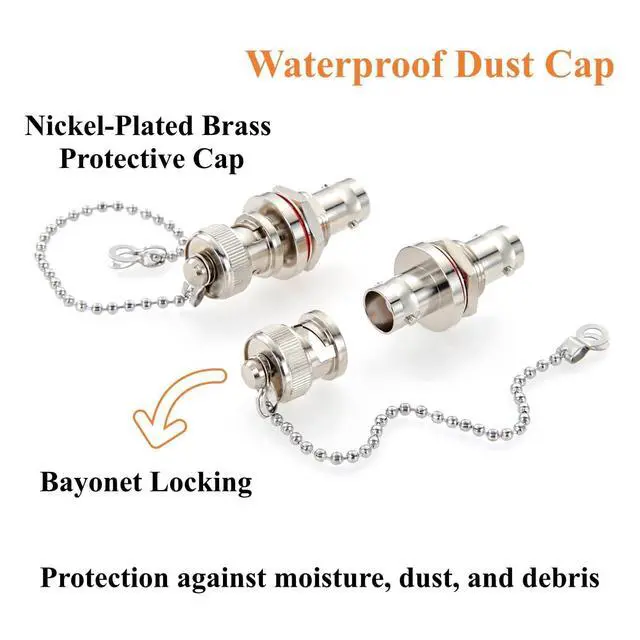 Alt view image 4 of 7 - BNC Female to Female Panel Mount Bulkhead Adapter 50 Ohm RF Coaxial Connector with Waterproof Cap BNC Jack to Jack Pass Through Coupler for Antenna, CCTV Camera, SDR Radio, UHF VHF Ham Radio (5PCS)