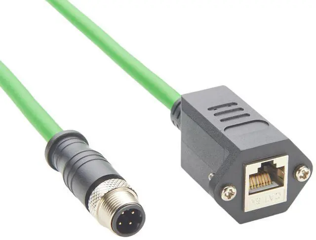 Main image of Profinet M12 4Pin D Code to RJ45 Female Industrial Cat6A Ethernet Cable Screw Panel Mount IP67 Shielded Industrial Camera Cable for Machion Vision GigE Vision PLC Automation(0.5M/1.64FT)