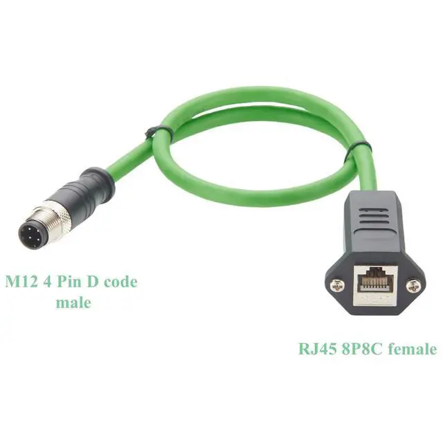 Alt view image 2 of 7 - Profinet M12 4Pin D Code to RJ45 Female Industrial Cat6A Ethernet Cable Screw Panel Mount IP67 Shielded Industrial Camera Cable for Machion Vision GigE Vision PLC Automation(0.5M/1.64FT)