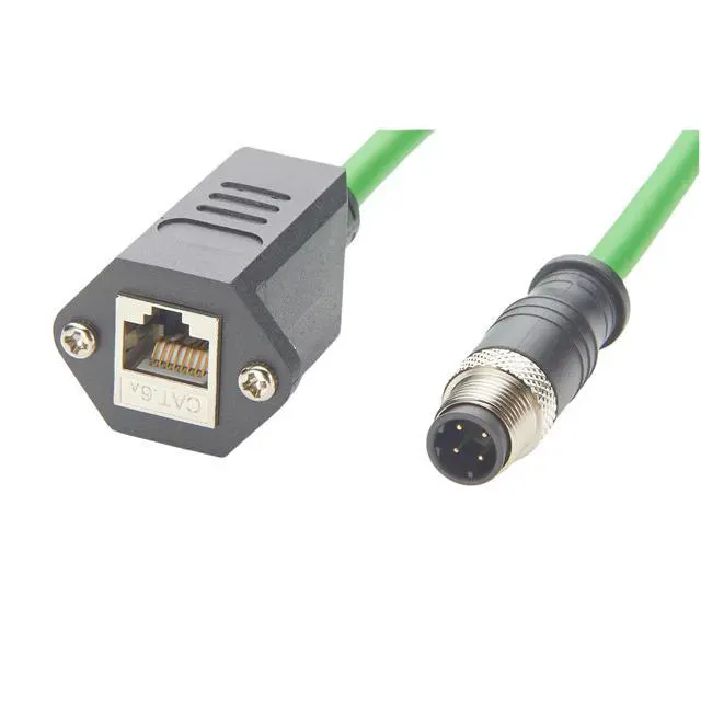 Alt view image 4 of 7 - Profinet M12 4Pin D Code to RJ45 Female Industrial Cat6A Ethernet Cable Screw Panel Mount IP67 Shielded Industrial Camera Cable for Machion Vision GigE Vision PLC Automation(0.5M/1.64FT)