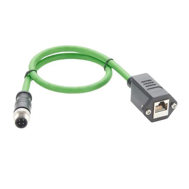 Alt view image 5 of 7 - Profinet M12 4Pin D Code to RJ45 Female Industrial Cat6A Ethernet Cable Screw Panel Mount IP67 Shielded Industrial Camera Cable for Machion Vision GigE Vision PLC Automation(0.5M/1.64FT)