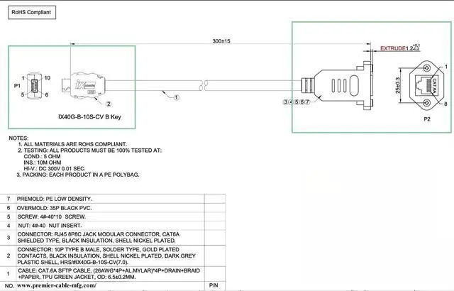Alt view image 7 of 7 - IX40G-B-10S-CV(7.0) IX B Key to RJ45 Female Cable Screw Panel Mount RJ45 Modular Jack Industrial Cat6A Ethernet Shielded Cable for Industrial Camera Machine Vision PLC Robotic(0.3M/0.98FT)