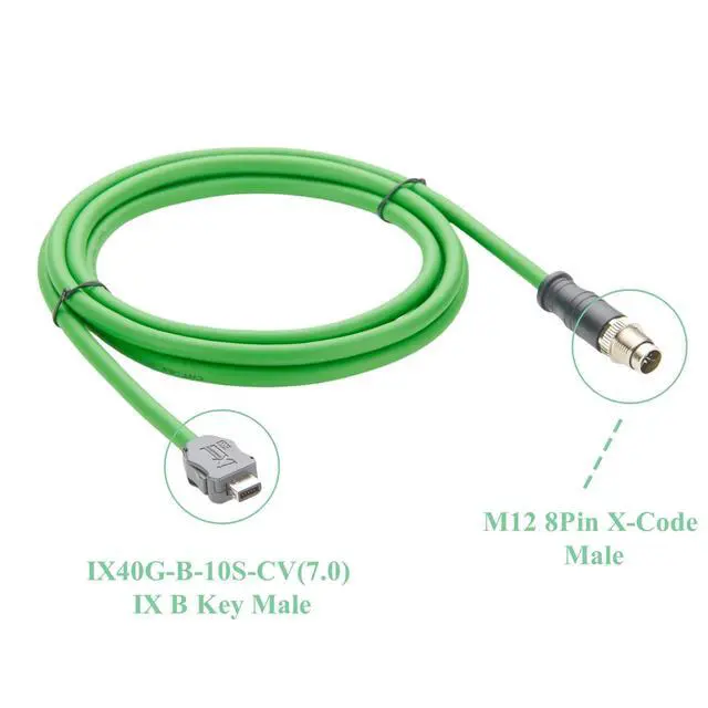Alt view image 2 of 7 - IX40G-B-10S-CV(7.0) IX B Key to M12 8Pin X-Code Male Cable 10Gbps Shielded Industrial Cat6A Ethernet GigE Vision Camera Cable for Machine Vision Robotic PLC Factory Automation(2M/6.6FT) (Male)
