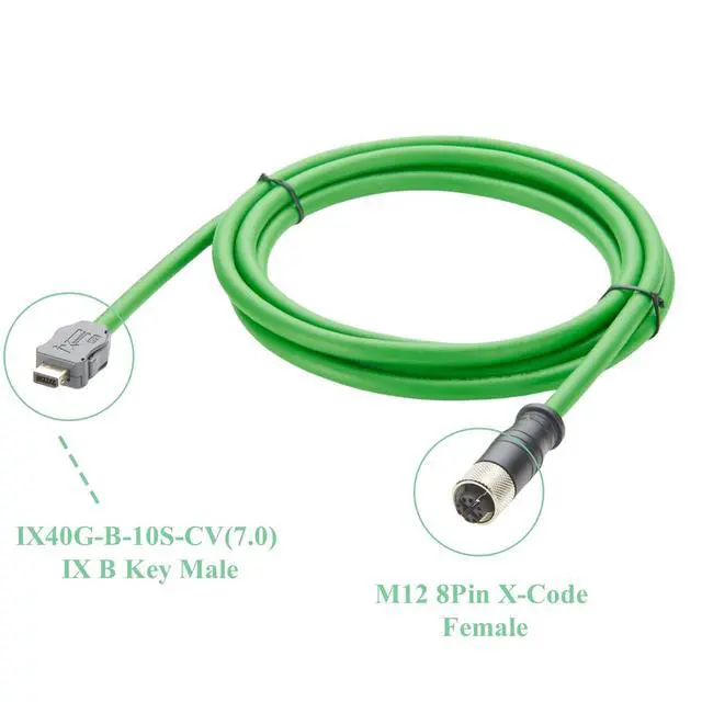 Alt view image 2 of 6 - IX40G-B-10S-CV(7.0) IX B Key to M12 8Pin X-Code Female Cable 10Gbps Shielded Industrial Cat6A Ethernet GigE Vision Camera Cable for Machine Vision Robotic PLC Factory Automation(2M/6.6FT) (Female)