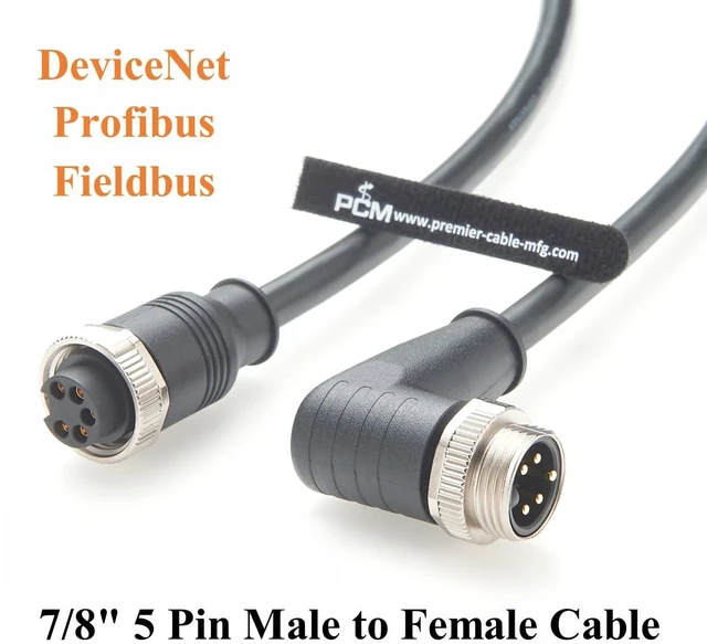 Alt view image 3 of 6 - IP67 Minifast 7/8"-16UN 5 Pin Male to Female Power Supply Extension Cable Mini-Change 7/8" Threaded Circular Connector for DeviceNet,Profibus,CANopen,Fieldbus,NMEA 2000,Sensor (Right Angle, 5M/16.4FT)