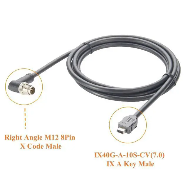 Alt view image 2 of 5 - IX40G-A-10S-CV(7.0) IX A Key to M12 X Code 8Pin Male Cable IX 10Pin Type A to M12 Industrial Cat6A Ethernet 10Gbps Shielded for Industrial Camera Machine Vision(2M/6.6FT) (Right Angle Male)