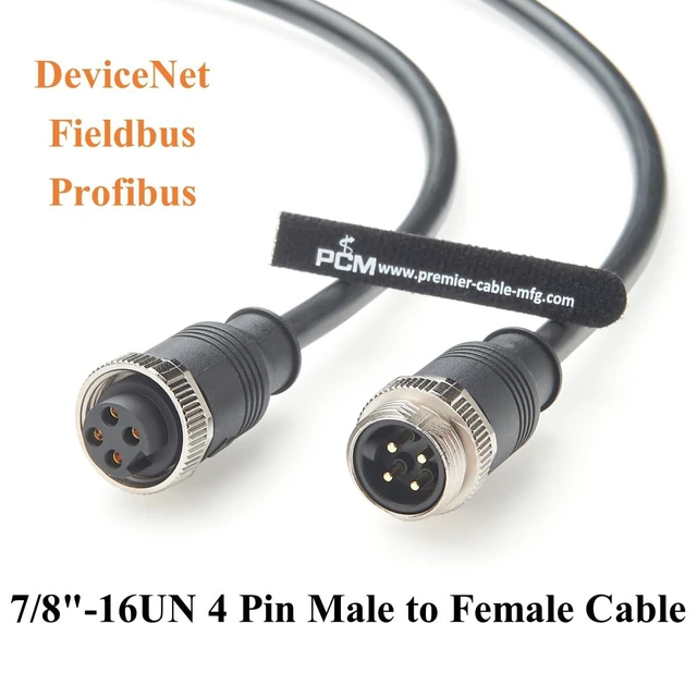 Alt view image 2 of 7 - Mini-Change 7/8"-16UN 4 Pin Male to Female Extension Cable IP67 Waterproof Minifast 7/8" Circular Power Connector for DeviceNet, Profibus, CANopen, Fieldbus, Sensor, Actuator (Straight, 5M/16.4FT)