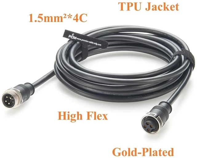 Alt view image 3 of 7 - Mini-Change 7/8"-16UN 4 Pin Male to Female Extension Cable IP67 Waterproof Minifast 7/8" Circular Power Connector for DeviceNet, Profibus, CANopen, Fieldbus, Sensor, Actuator (Straight, 5M/16.4FT)