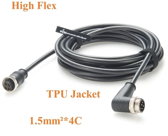 Alt view image 2 of 6 - Mini-Change 7/8"-16UN 4 Pin Male to Female Extension Cable IP67 Waterproof Minifast 7/8" Circular Power Connector for DeviceNet, Profibus, CANopen, Fieldbus, Sensor, Actuator (Right Angle, 5M/16.4FT)