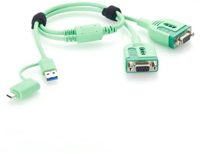 Main image of USB-A & USB-C to RS232 Serial Adapter Cable USB to Dual DB9 Female COM Port Converter with FTDI FT232RNL Chip for PLC, CNC Machines, Modem, POS (DB9 Female, 0.6m)
