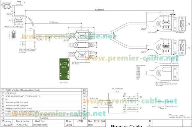 Alt view image 6 of 7 - USB-A & USB-C to RS232 Serial Adapter Cable USB to Dual DB9 Female COM Port Converter with FTDI FT232RNL Chip for PLC, CNC Machines, Modem, POS (DB9 Female, 0.6m)