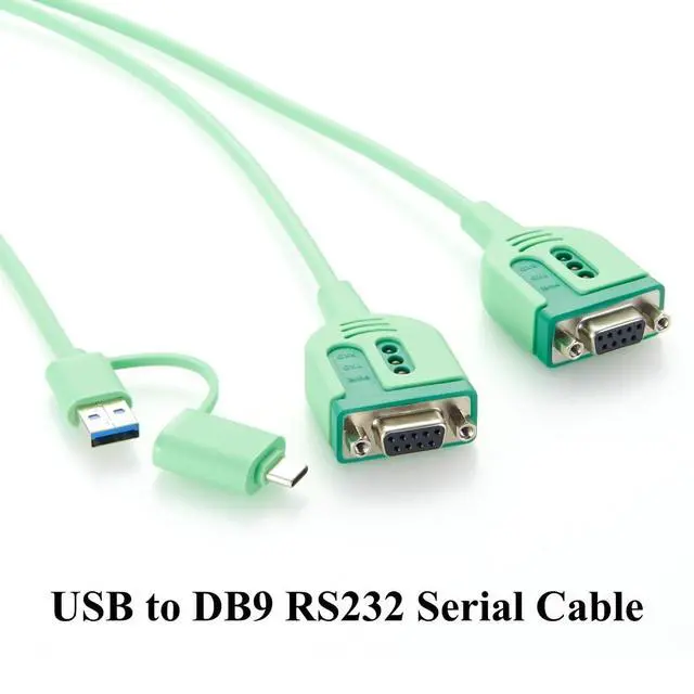 Alt view image 7 of 7 - USB-A & USB-C to RS232 Serial Adapter Cable USB to Dual DB9 Female COM Port Converter with FTDI FT232RNL Chip for PLC, CNC Machines, Modem, POS (DB9 Female, 0.6m)