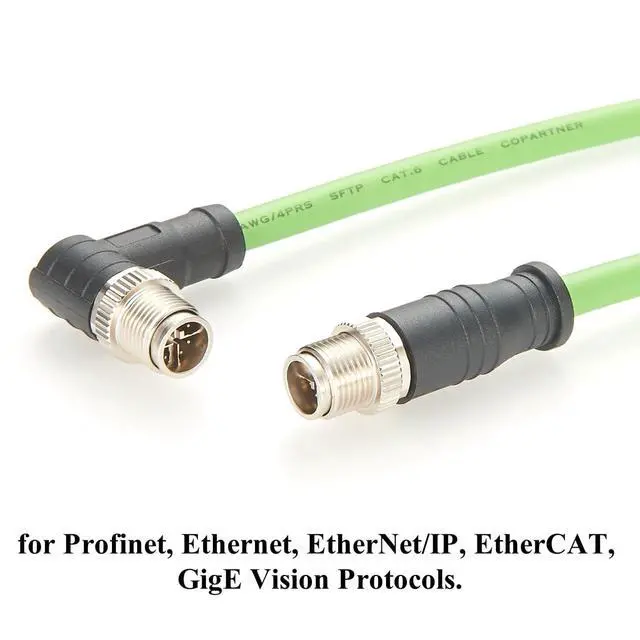 Alt view image 5 of 7 - M12 8 Pin X Code Male to Male Ethernet Cable Cat6A 10Gbps High Flex Waterproof Shielded Industrial Camera GigE Vision Cable for Cognex, Automation, Profinet, Ethernet Switch (Right Angle, 5M/16.4FT)