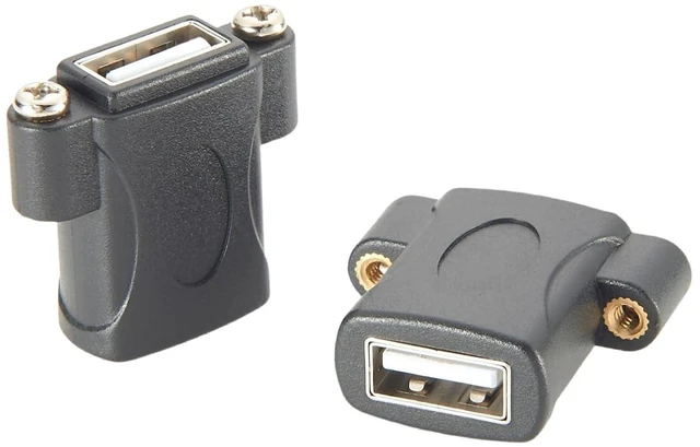 Main image of USB 2.0 Screw Panel Mount Connector USB A Female to Female Bulkhead Pass Through Coupler Extender Data Transfer Adapter for Scanner Printer Hard Drive U Disk (2PCS)