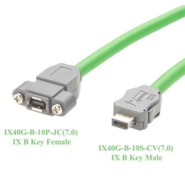Alt view image 2 of 7 - IX B Key Male to Female Cat6A Ethernet Extension Cable Type B Screw Panel Mount Inline Jack 10Gbps Shielded Machine Vision Cable for Industrial Camera Automation Robotics PLC(0.3M/0.98FT)