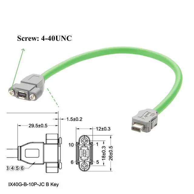 Alt view image 3 of 7 - IX B Key Male to Female Cat6A Ethernet Extension Cable Type B Screw Panel Mount Inline Jack 10Gbps Shielded Machine Vision Cable for Industrial Camera Automation Robotics PLC(0.3M/0.98FT)