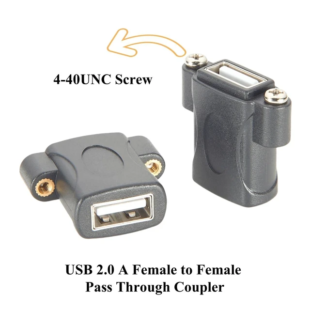 Alt view image 2 of 7 - USB 2.0 Screw Panel Mount Connector USB A Female to Female Bulkhead Pass Through Coupler Extender Data Transfer Adapter for Scanner Printer Hard Drive U Disk (2PCS)
